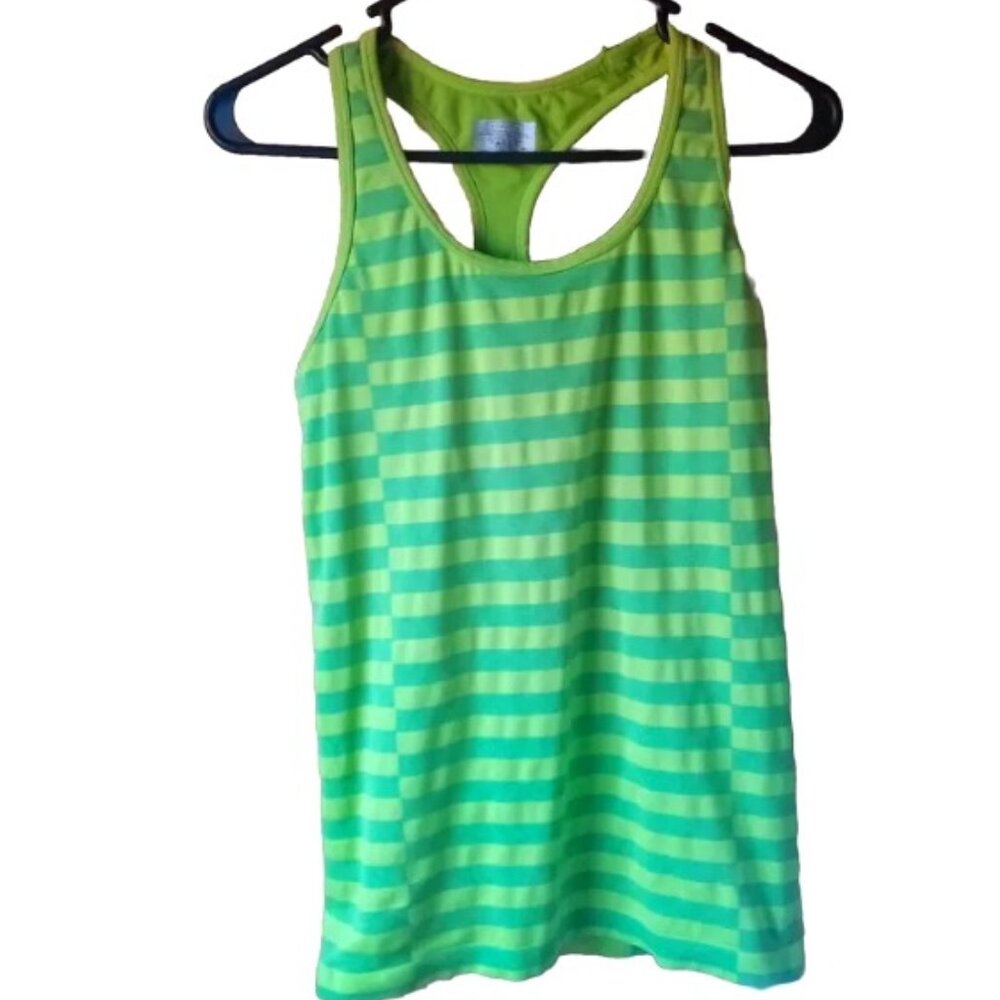 Athleta Green/Yellow Stripe Racerback Tank Size XL